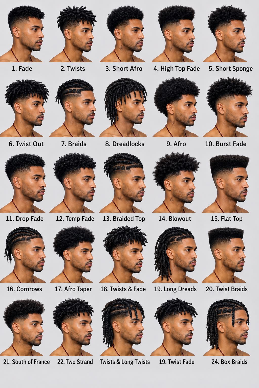 Multiple men's haircut style references